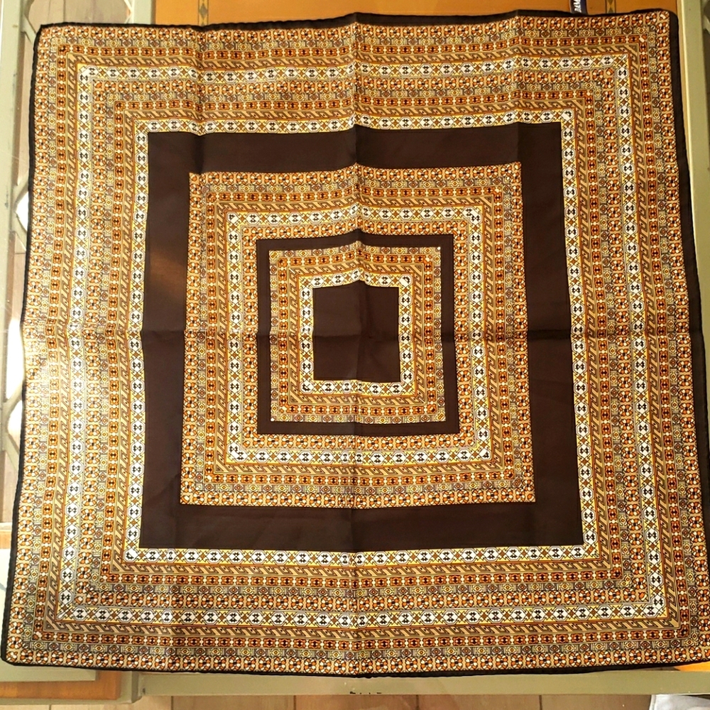 Italian Browns & Orange Square Scarf